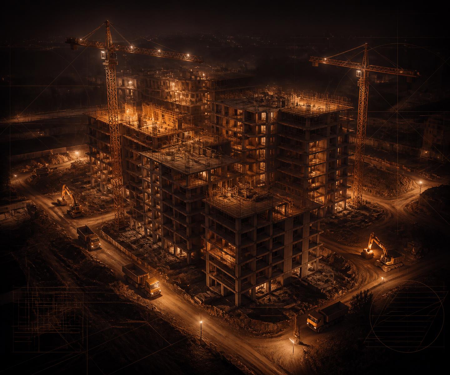 Aerial visualization of an active construction portfolio monitored by Victoria